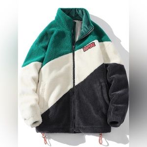 Unisex Fuzzy Fleece Jacket Zip Up